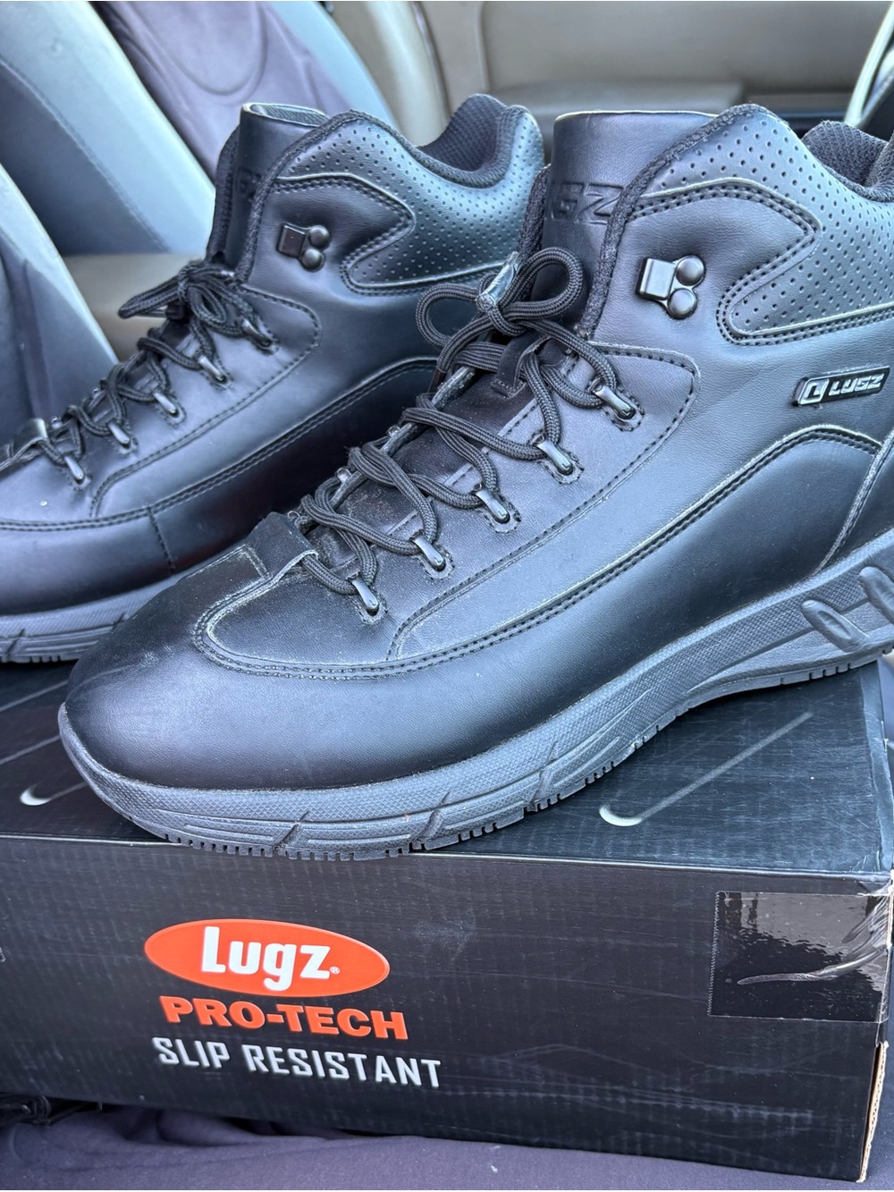 Lugz Black Men's Pro-Tech Lace-Up Work Boots